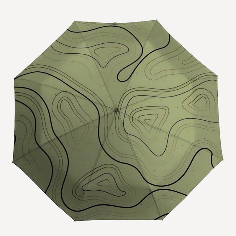

1pc Topography Landscape Automatic Open/close Folding Compact Umbrella, 8-Rib Sturdy Canopy, Lightweight Portable, Everyday Use, Gift, 089