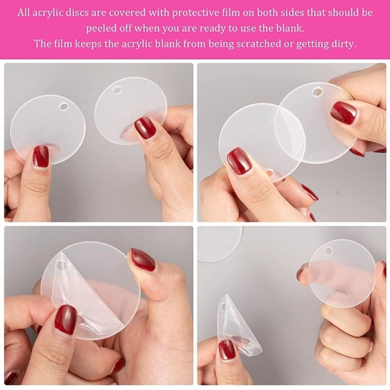 Acrylic Keychain Blanks 50Pcs/100Pcs Round Shape Keychain Blanks Bulk for DIY Keychain Crafting and Vinyl Projects