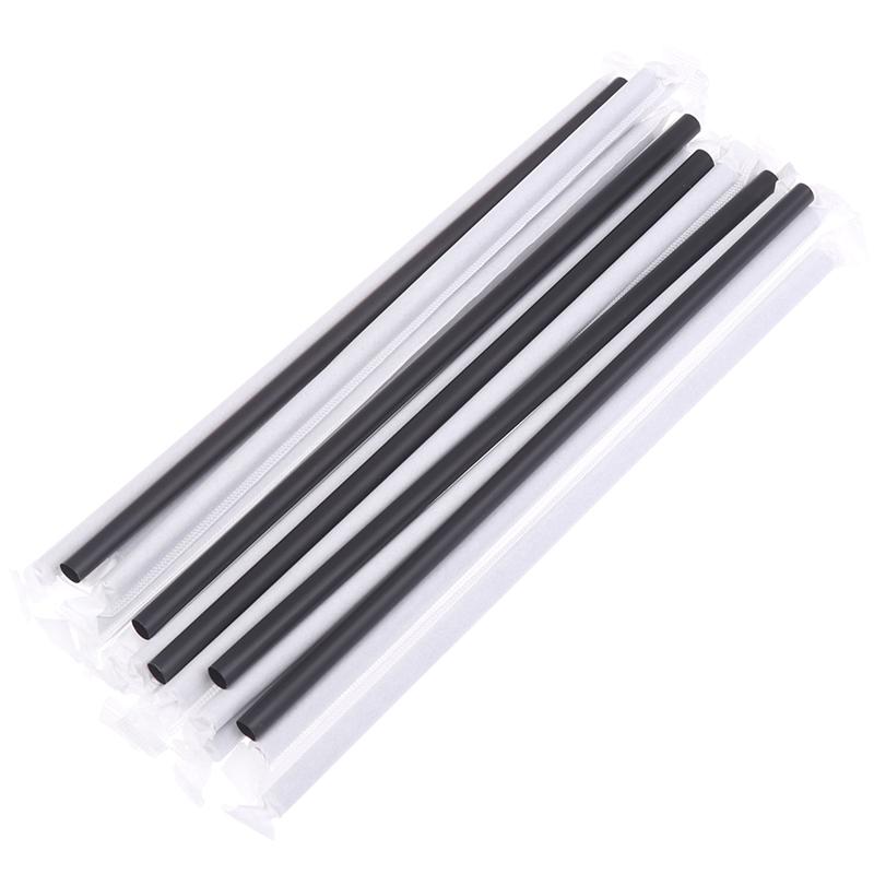 100Pcs Black Drinking Straws Plastique Straws Single Piece Paper Packaging Rietjes Flexible Party Kitchen Beverage Straws