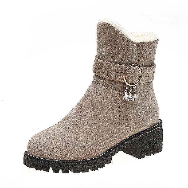

Snow boots women s platform cotton shoes women s 2024 new fleece matte non-slip thick heel medium tube warm versatile cotton boots 40 хакі