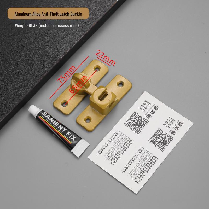 Solid Aluminum Multi-Angle No-Drill Anti-Theft Door Latch Bolt