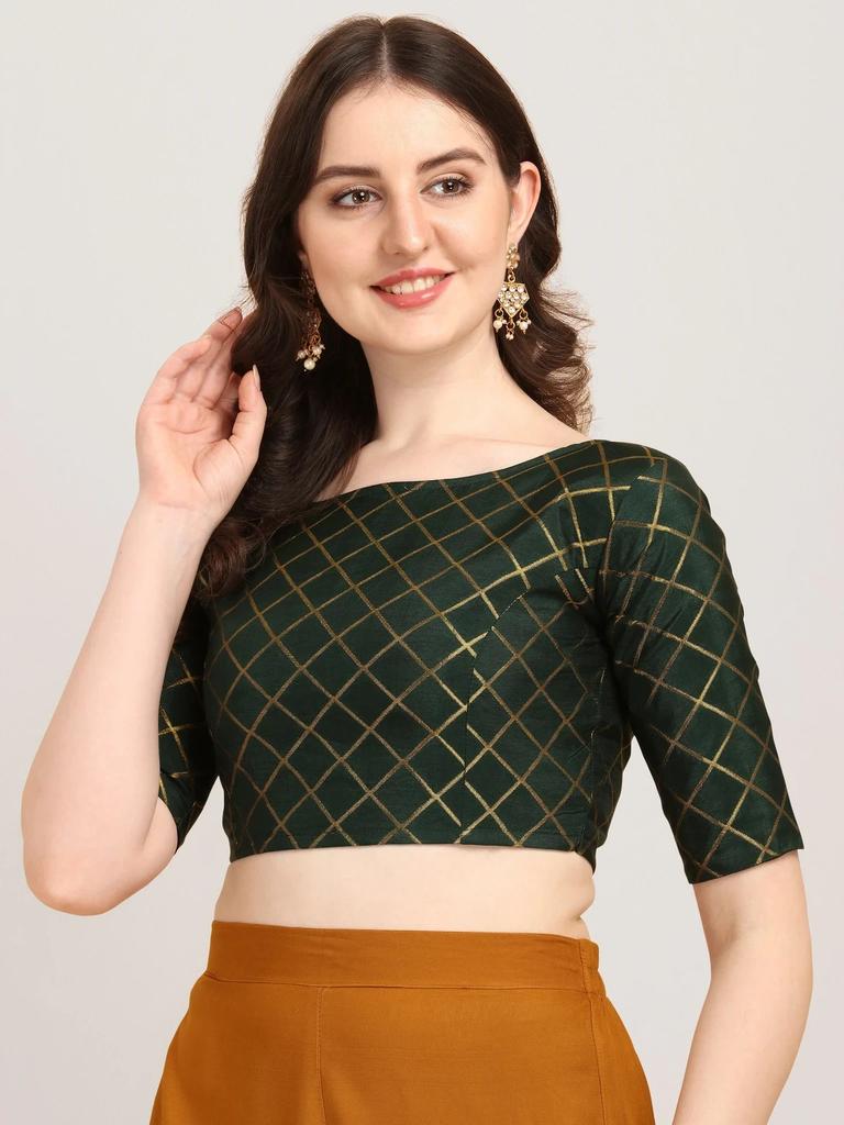 Hermosa Blusa de Trabajo Tejida en Jacquard Ropa para Fiesta de Boda India Choli Cosido