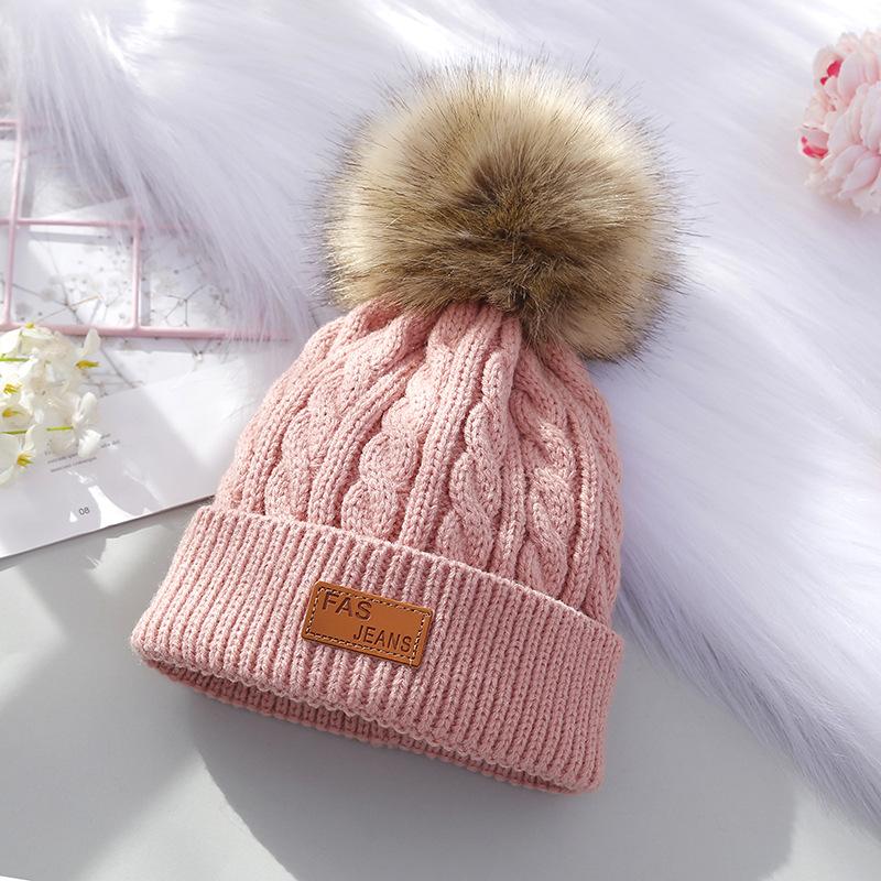 1 Stück pelzige warme Kinder-Mütze für Jungen und Mädchen, schicke koreanische Mode, Häkelmütze für Kleinkinder, Herbst-Winter, dicke Plüsch-Strickmütze