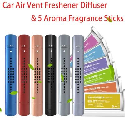 Profumatore per Bocchetta dell'Aria Auto Diffusore di Profumo Metallo Clip per Uscita Aria Condizionata con 5 Bastoncini Aromatici Accessorio Interno Auto