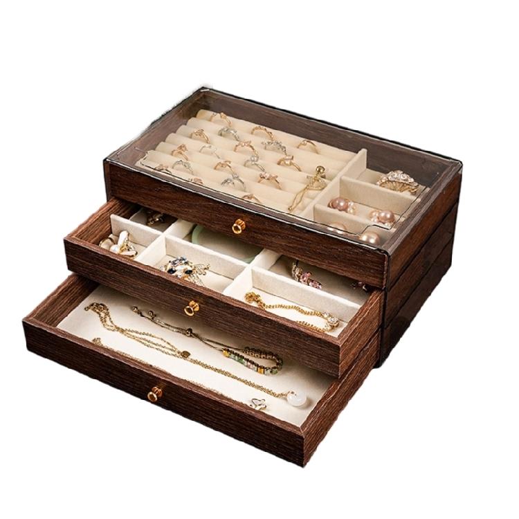 

Wood Jewelry Organizers Portable Design with Multiple Drawers Space Saving Jewelry Travel Case Suitable for Easy Access
