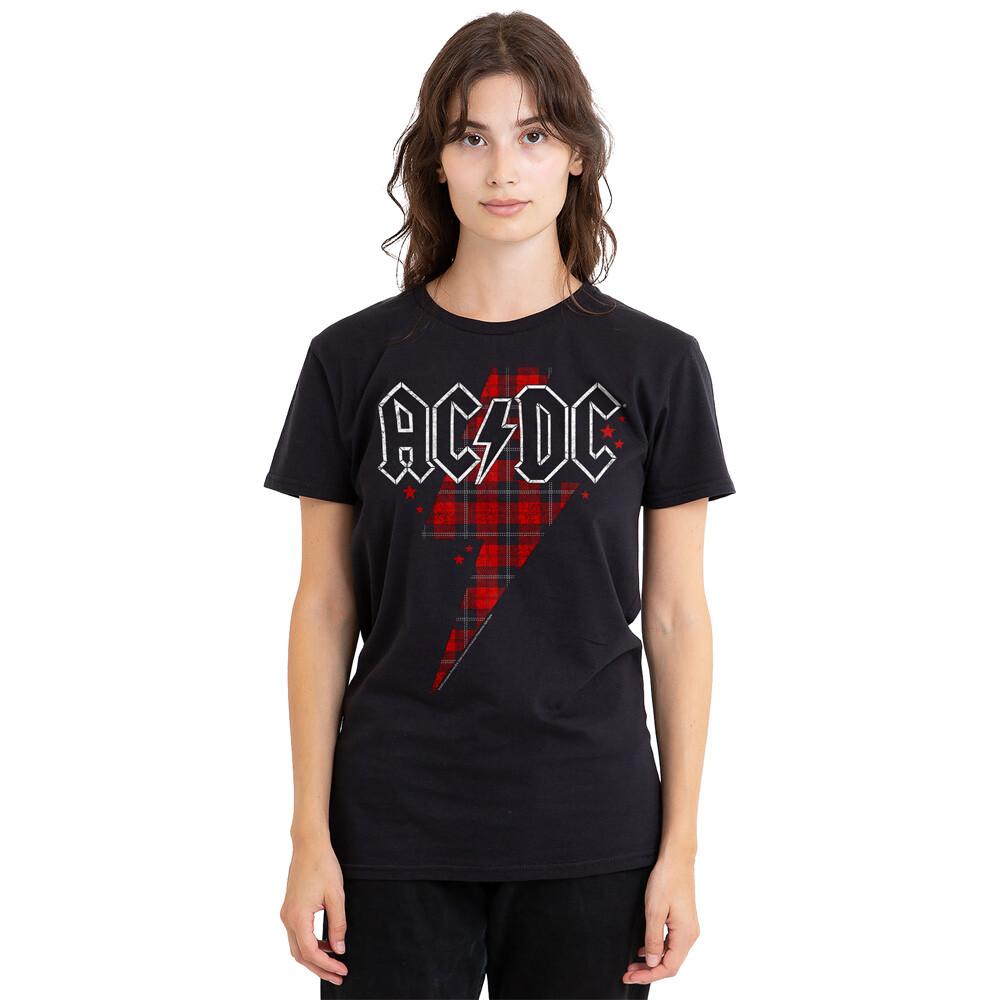 ACDC Plaid Bolt Ladies T-Shirt S-2XL, Black Unisex T-Shirt S