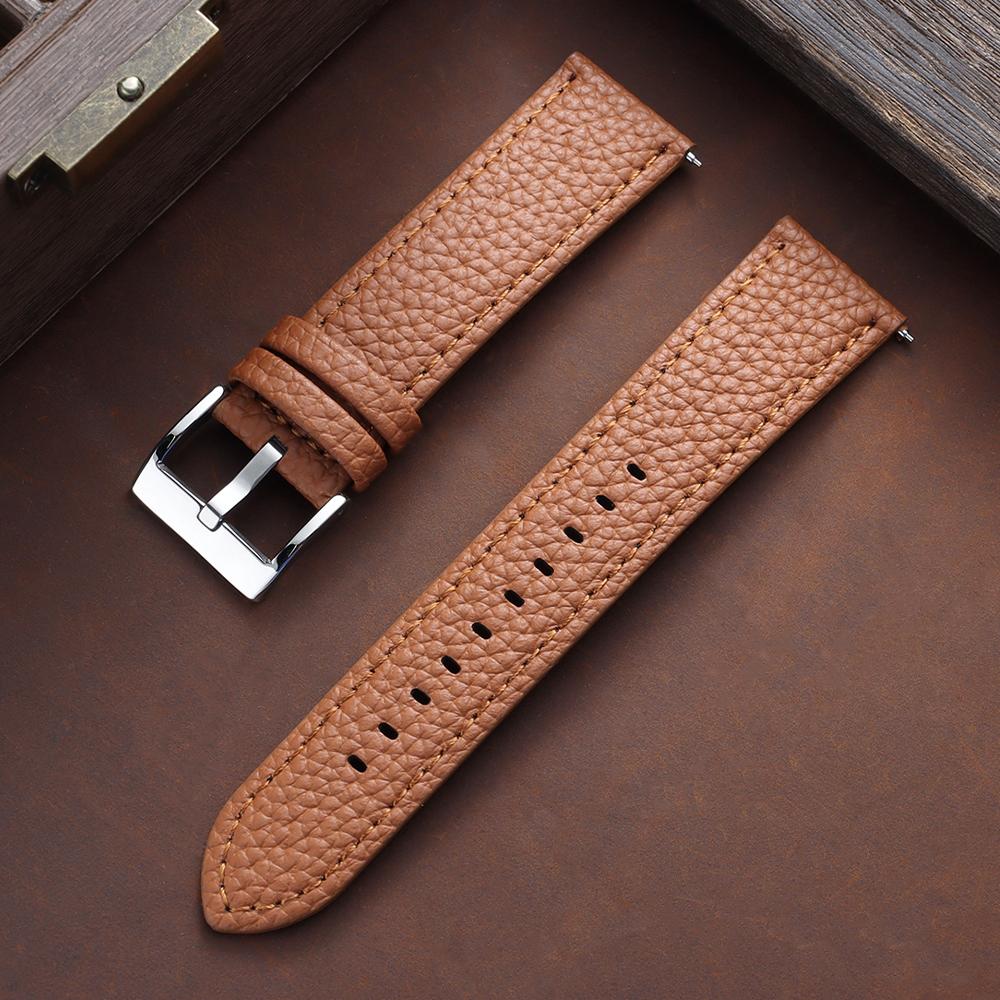 Lychee Pattern Watch Strap 18mm 20mm 22mm Soft Leather Strap for Seiko for Omega Watch Band Men Women Bracelet Waterproof Belts