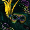 Women's Half Face Masquerade with Sequins and Feathers - Peacock Three Color Design for