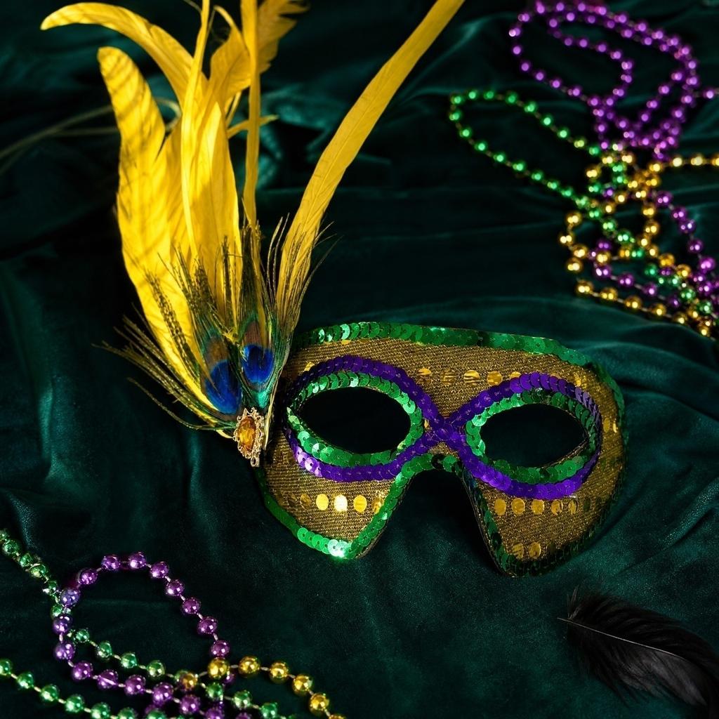 Women's Half Face Masquerade with Sequins and Feathers - Peacock Three Color Design for