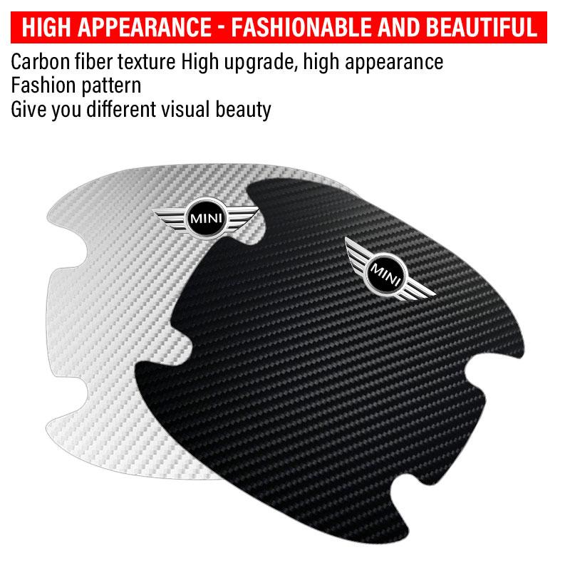 4PCS Carbon fiber Car Door Handle Protection Sticker Emblem Accessories For MINI Cooper Countryman Clubman F54 F56 F55 F60 R60 R61