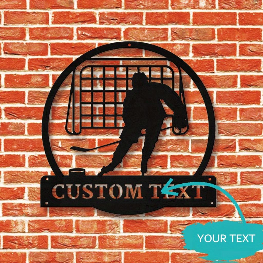 Metal Hockey Player Wall Art, Classic Vintage Tin Sign, Non-Electric Home Decor, Hanging Ornament