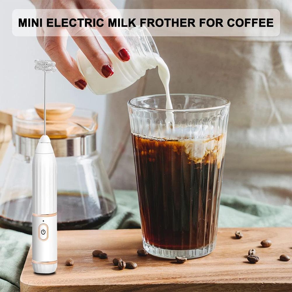 Eierbesen Handmixer mit 2 Aufsätzen Kabelloser Eieraufschläger Elektrischer Milchschäumer Milchschaum für Kaffee Heiße Schokolade