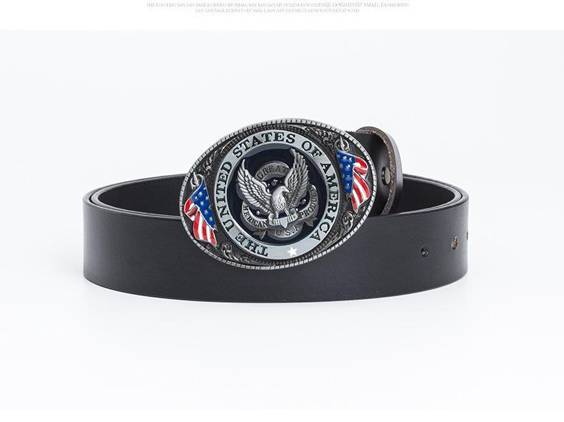 Cowhide Trendy Men's Retro Casual Plate Buckle Belt