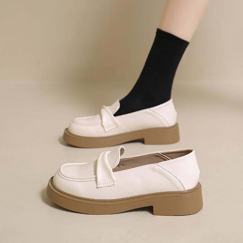 British style one-pedal small leather shoes women's 2025 spring and summer new jk versatile platform retro college style loafers