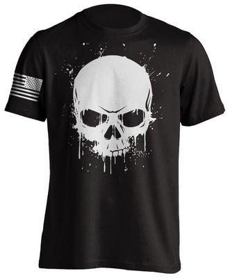 Skull Drip Splatter Usa Flag Biker Skater Mma Ufc Koszulka z krótkim rękawem Gym Unisex