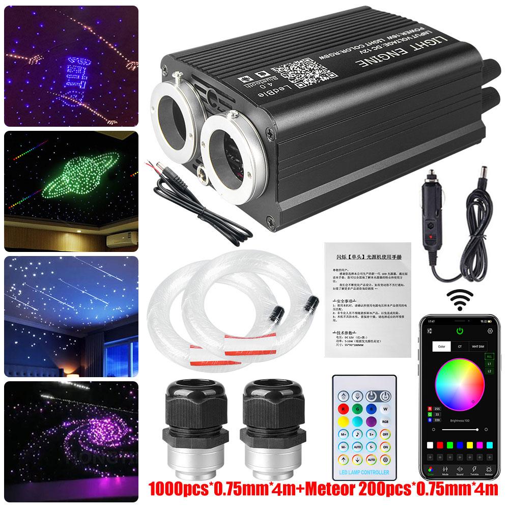 32W Twinkle Dual Port Fiber Optic Star Ceiling Kit With Meteor Effect APP Car Roof Stars Fiber Optic for Car Ceiling Lighting
