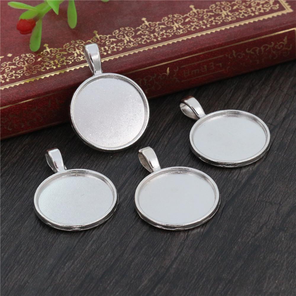 10pcs 20mm Inner Size Classic 5 Colors Plated One Sided Double Hanging Simple Style Cabochon Base Setting Charms Pendant