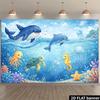 2D Ocean Animals Backdrop Dolphin Whale Turtle Octopus Photography Background