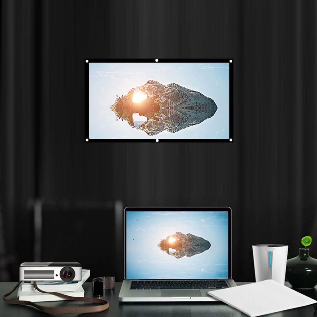 16:9 Thicken Portable Non Crease Soft White Polyester Projector Curtain Projection Screen 1.4-2.3 Meters Viewing Distance (40in )