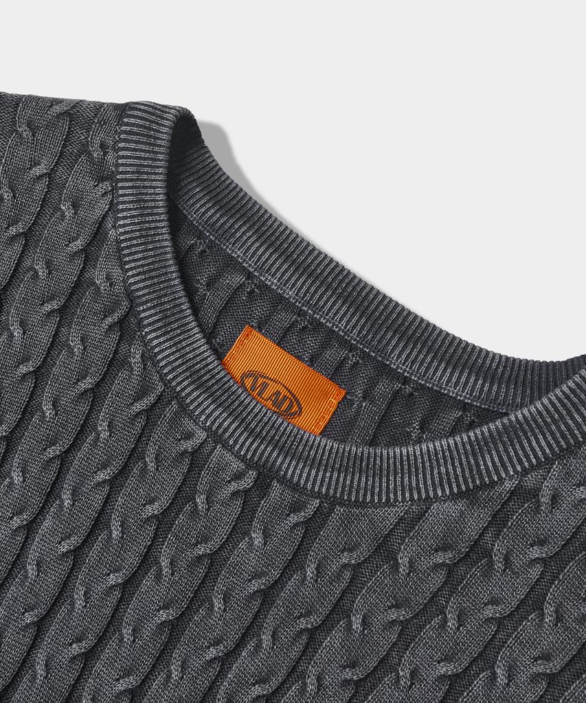 Dimiteulibeullaeg Vlad Vintage Dyed Cable Short Sleeve Knit_Black