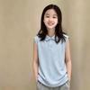 Korean-Style Girls' Cotton Sleeveless Polo Shirt - Trendy Summer Top for Middle & Older Children