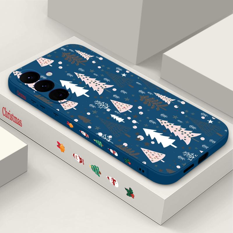 Lanyard Phone Case For Samsung Galaxy A56 A17 A26 A16 A36 A55 A54 A53 A15 S24 S25 FE S25 S22 S23 Ultra Plus Christmas Tree Patterned Cover