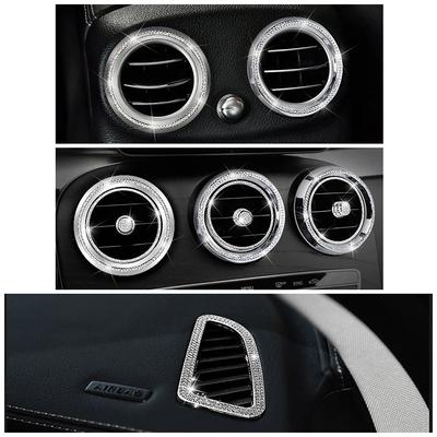 Para Mercedes Benz Clase C W205 2015-2018 Molduras Interiores Salida de Aire Acondicionado AC Reacondicionamiento Anillo Embellecedor Adhesivo Diamante Cristal