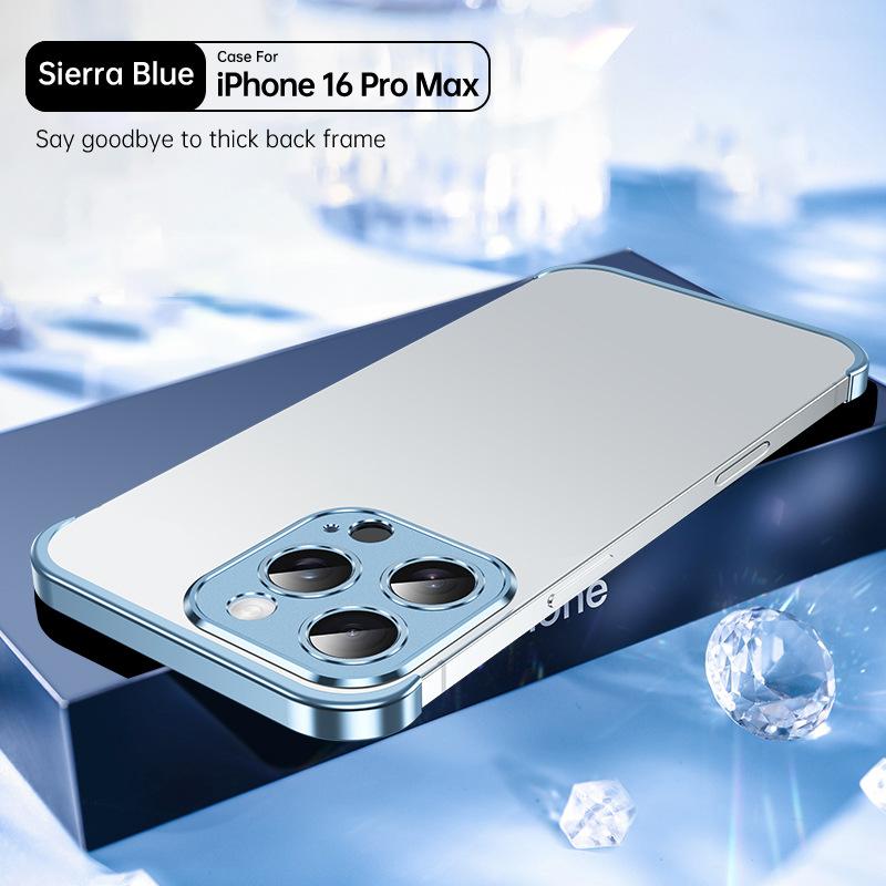 Luxury Metal Aluminum Corner Pad With Lens Protector Case for iPhone 16 15 14 13 Pro Max 16 Plus 14 Pro Shockproof Phone Cover