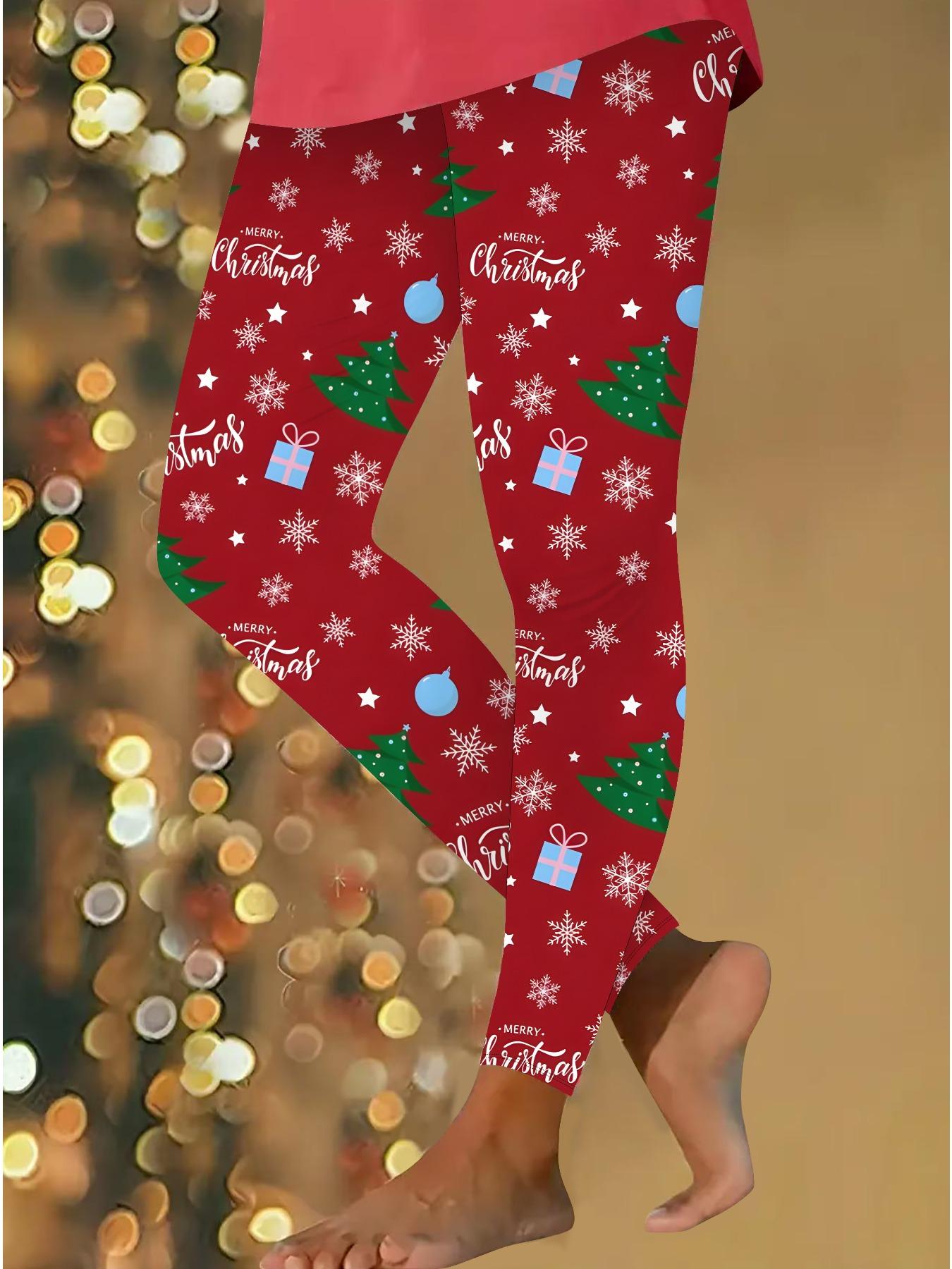 

Жіночі різдвяні легінси для йоги з принтами, еластичні, для фітнесу, бігу, спортзалу, активного відпочинку XXL зелений