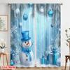 2pcs,2D Plane Printing Curtain Fabric Cute Snowman Christmas Gifts Snowflakes 100% Polyester (without Rod) Gifts Perfect for