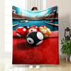 Billiard Balls and Cue Sticks Design Blanket Flannel Blanket for Bedroom, Living Room, Sofa, and Nap Sofas.