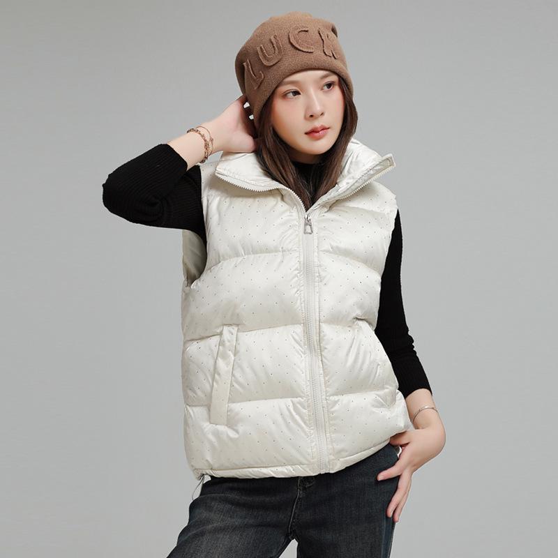 

Stylish Cotton-Padded Vest: Stand-Up Collar, Warm, and Versatile for Autumn/Winter L 100-110 lbs