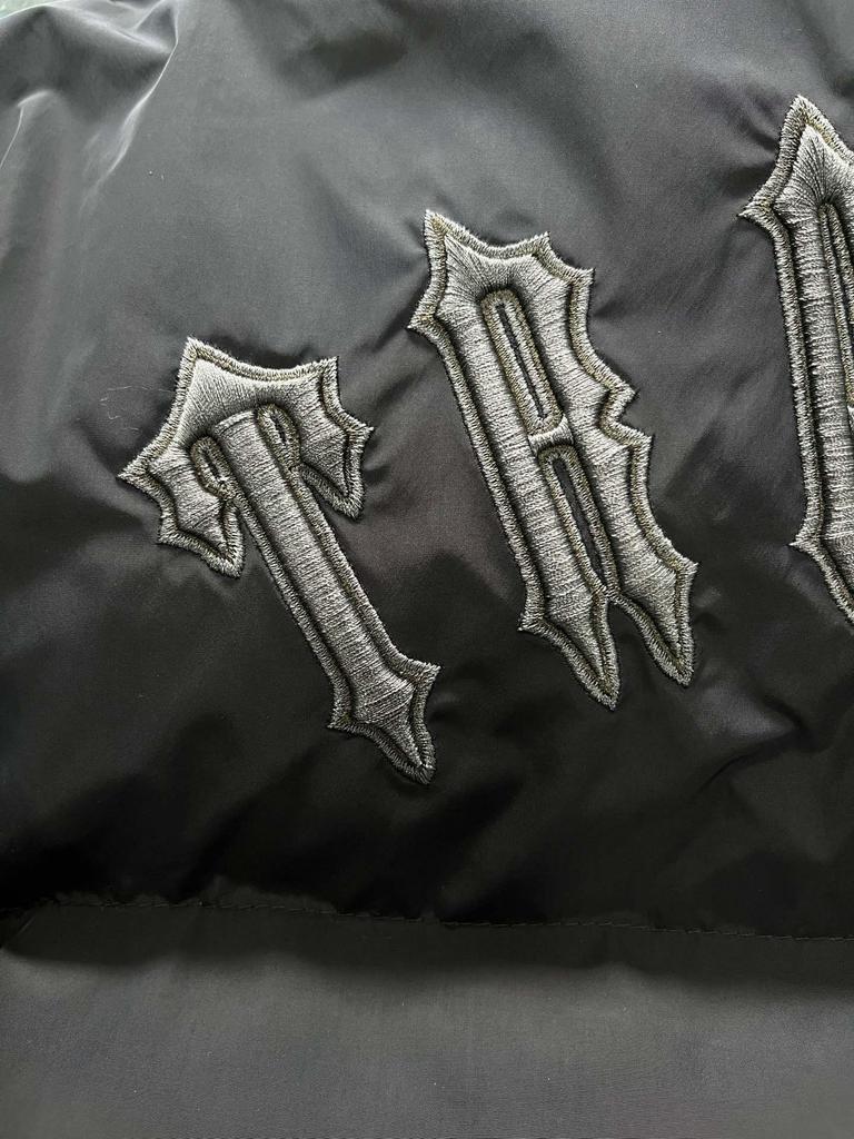 Trendy Brand Trapstar Grey Jacket with Small Logo, Thickened Cotton, Detachable Hood, Retro Couple Style