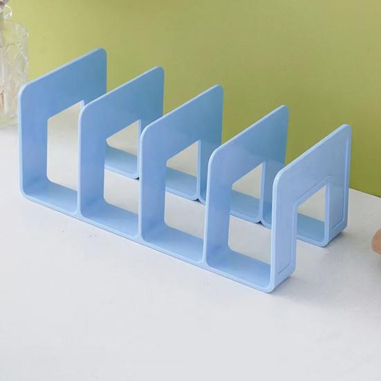 Organisateur de Bureau Boodend Support de Livres avec 4 Compartiments Verticaux Plastique