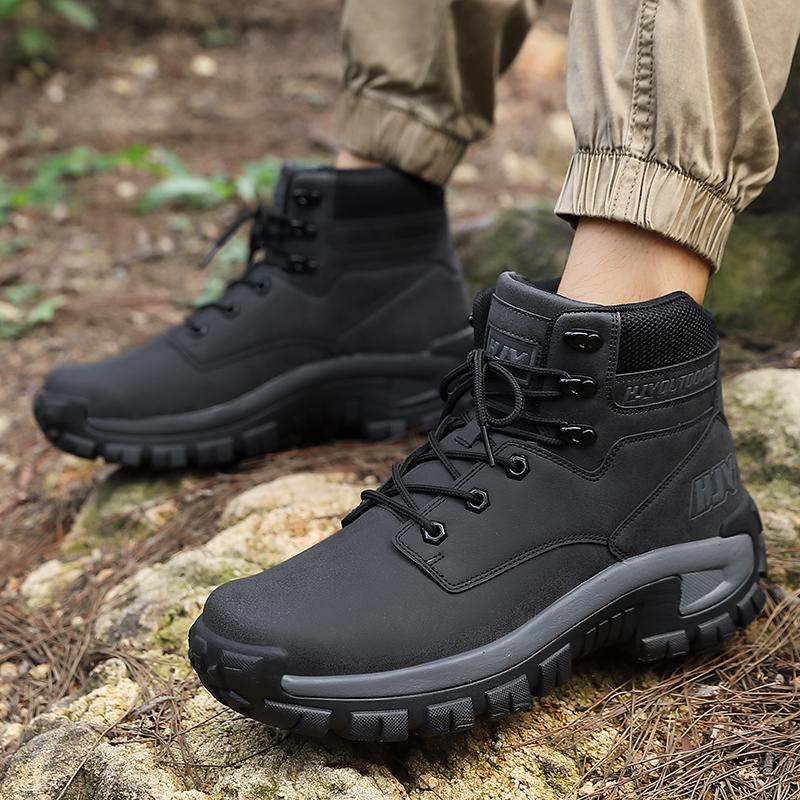 Fashion Fashion Men's Desert Combat Boots Outdoor Leather Hiking Shoes Male Comfortable High Top Walking Shoe All-match Male Ankle Boots