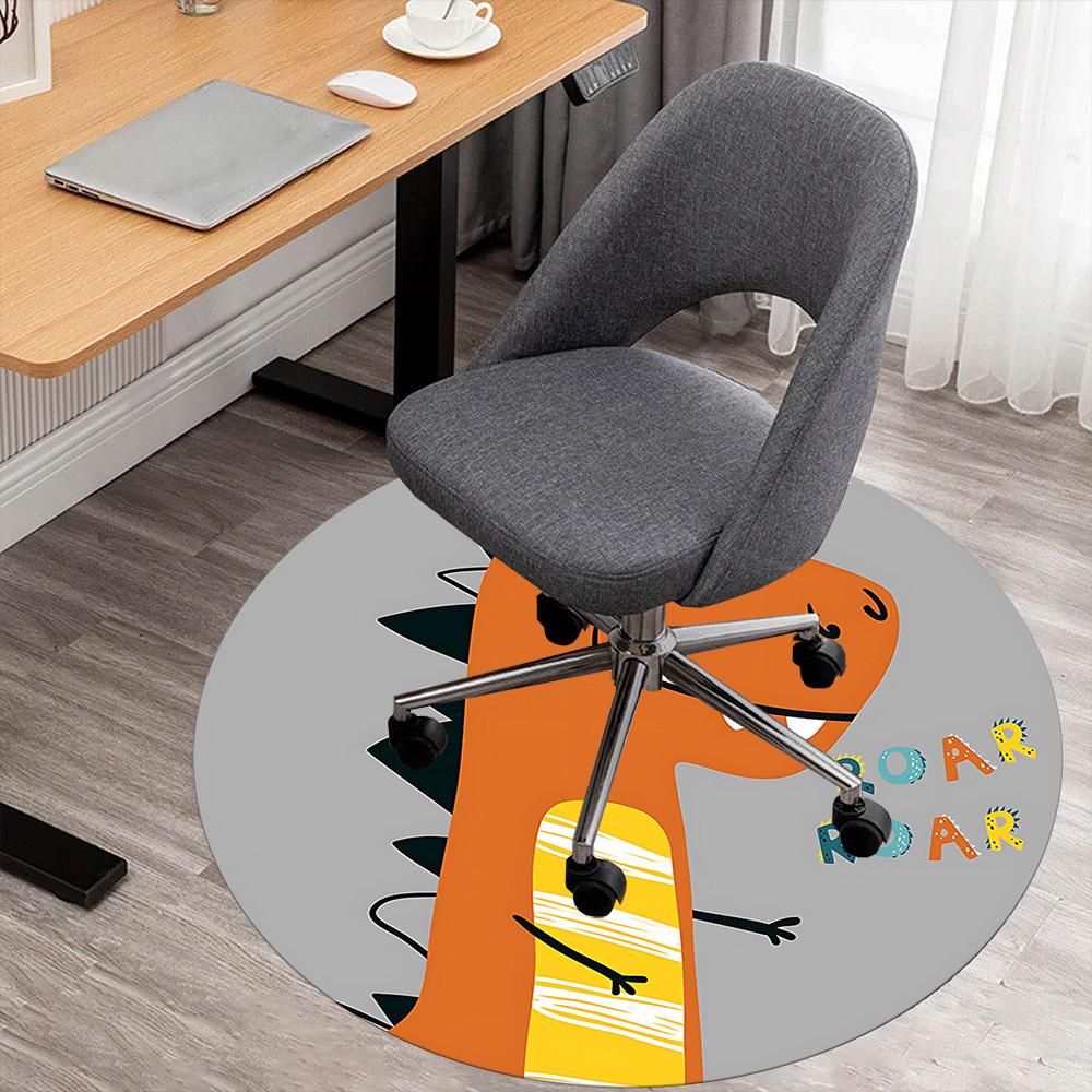 

1pc dinosaur roar Round Chair mat Area Rug - Non-Slip, Floor Mat for Office, Bedroom, and Indoor Decor c1125343 80cm by 80cm