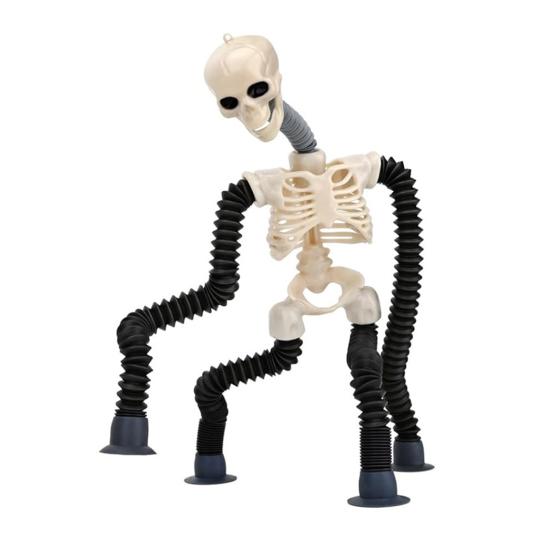 Tubes Skeleton Fidget Toys for Kids Glow-in-the-Dark Telescopic Suction Cup Toy Stress Anxiety Relief Bendable Joints Figures Halloween Decorations
