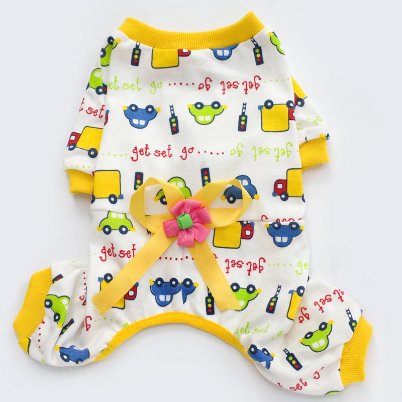 

New pet clothes casual wear teddy dog four-foot print dog small dog pajamas pet clothing XXL жовтий