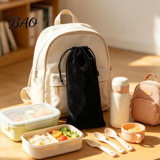 Compact Flatware Organizer for Camping Drawstring Cutlery Bag, Portable Reusable Utensil Pouch, Washable Holder Students Storage Chopsticks Spoons And