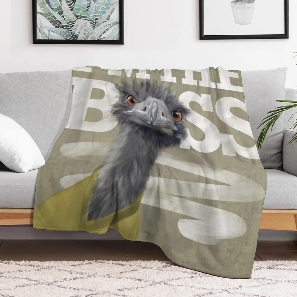 New Ostrich Im the Boss Throw Blanket Cozy Microfiber Throw Blanket for Home Bedroom