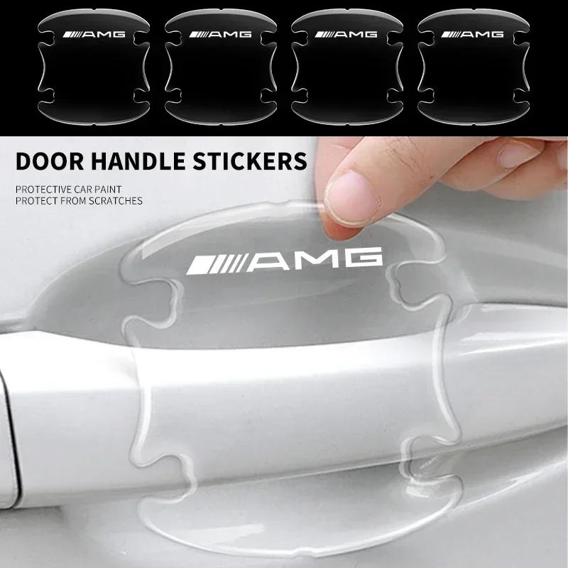 4pcs Transparent Car Door Handle Bowl Protector Film Anti-Scratch Sticker For Mercedes Benz W177 W205 W206 W213 W214 W216 AMG