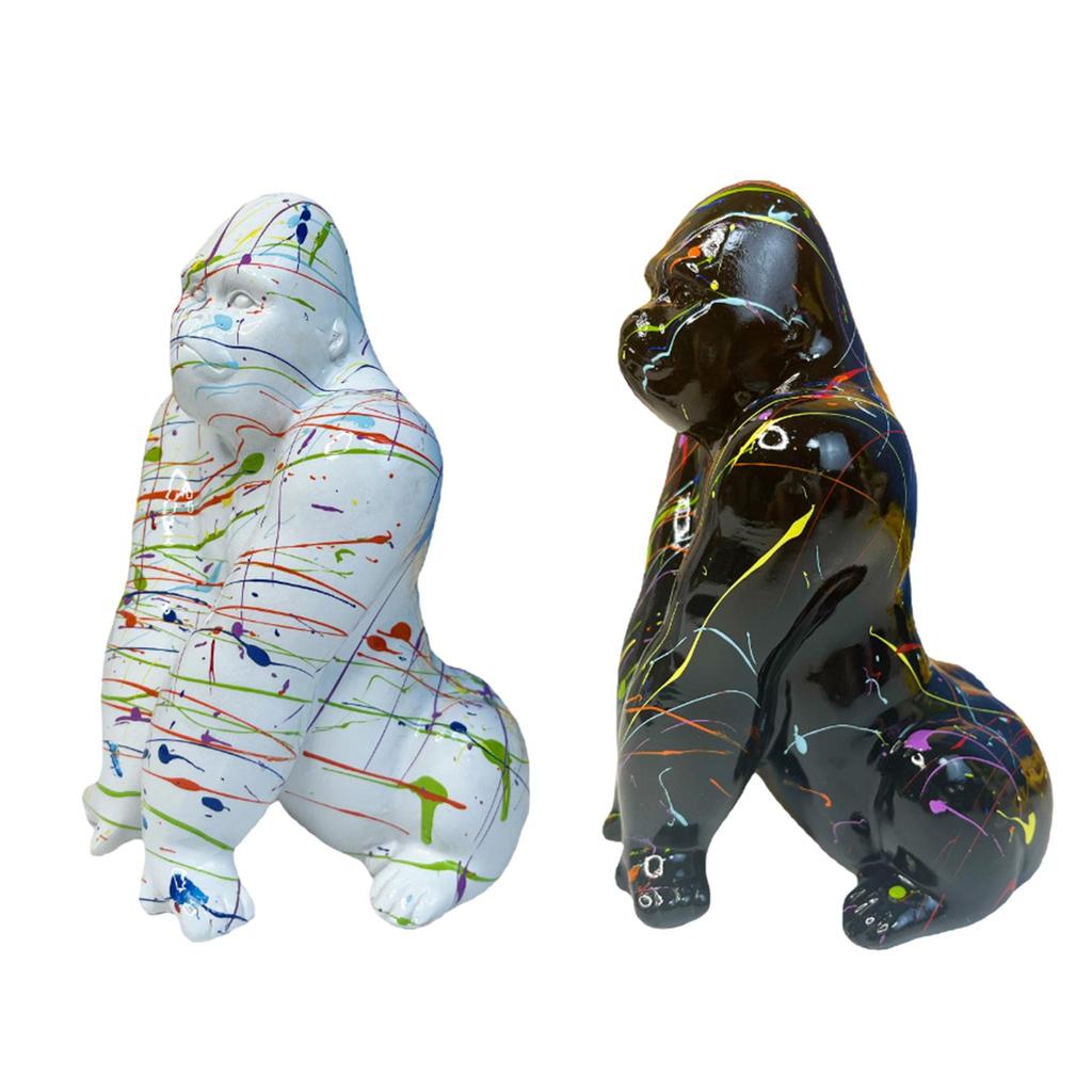 Gorilla Sculpture Nordic Style Collection Creative Resin Tabletop Ornament for Bedroom Centerpiece Office Shelf Bookshelf