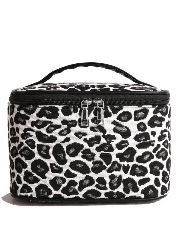 Chic Leopard Print Makeup Bag for Women, Large Capacity, Professional Storage, Aesthetic Travel Handbag
