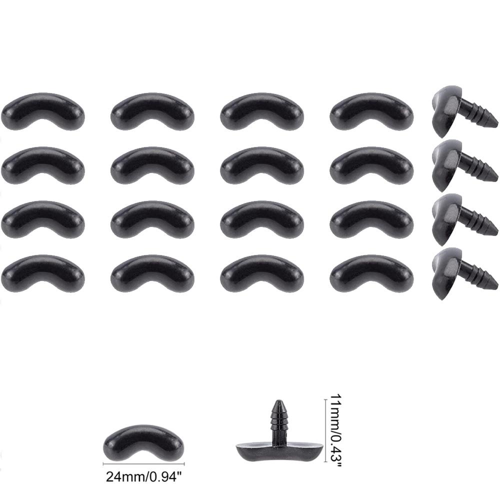 

20/60 шт. Черные пластиковые безопасные глазки-смайлики для поделок, медведя, животного, кукол DIY, носик для кукол-марионеток, аксессуары для мягких игрушек, безопасные брови, игрушка