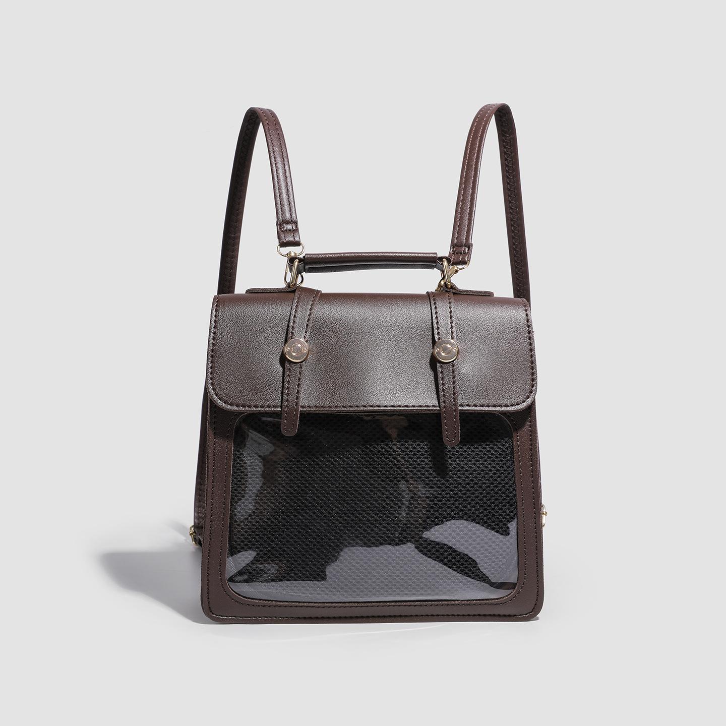 

Новая женская универсальная прозрачная сумка через плечо с двойным плечевым ремнем и одним плечевым ремнем для повседневного использования темно-коричневого