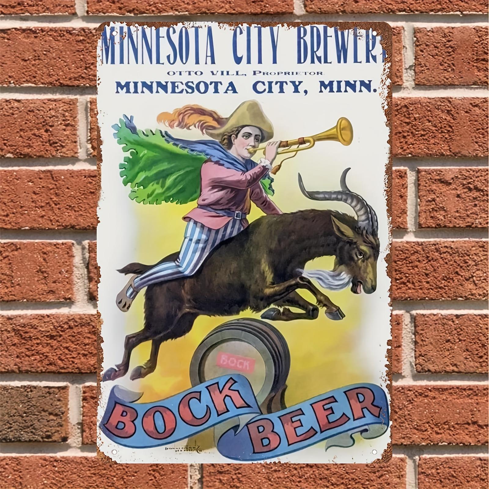 Vintage Bock Beer Minnesota City Brewery Metal Sign Retro Wall Decor Featuring Otto Vill and the CityS Finest Brewery New E 20x30cm(7.8x11.8inch)