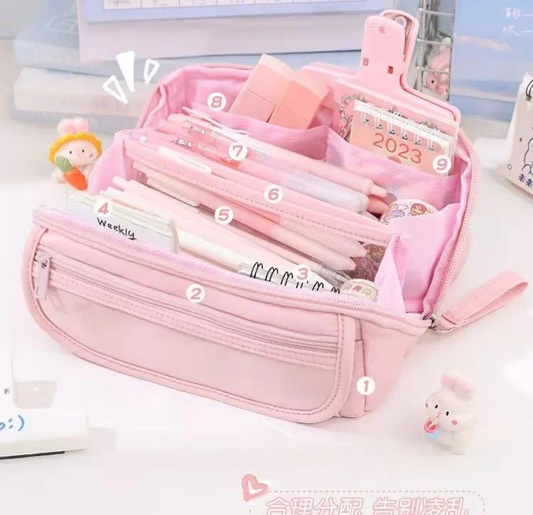 New 9-Layer Pen Bag Large Capacity Pencil Case High Quality Waterproof Stationery Storage Pouch Student Back To School Gift
