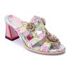 Retro Three-dimensional Flower Colored Fashion Slippers Genuine Leather Printed Coarse Heel Sandals