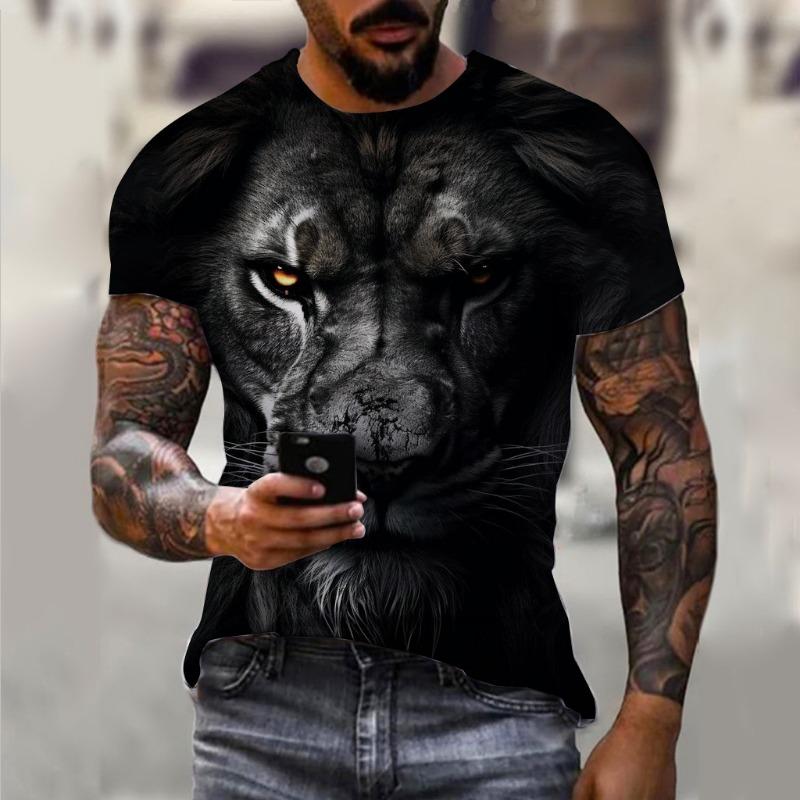 Men's T-shirt Summer Animal Lion Pattern 3D Printed Top T-shirt Summer Women's Street Clothing Fashion Shirt