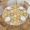 Round Hexagonal Geometric Honeycomb Tablecloth Waterproof Oil-Proof Table Cover 70 Inch Colorful Table Cloth
